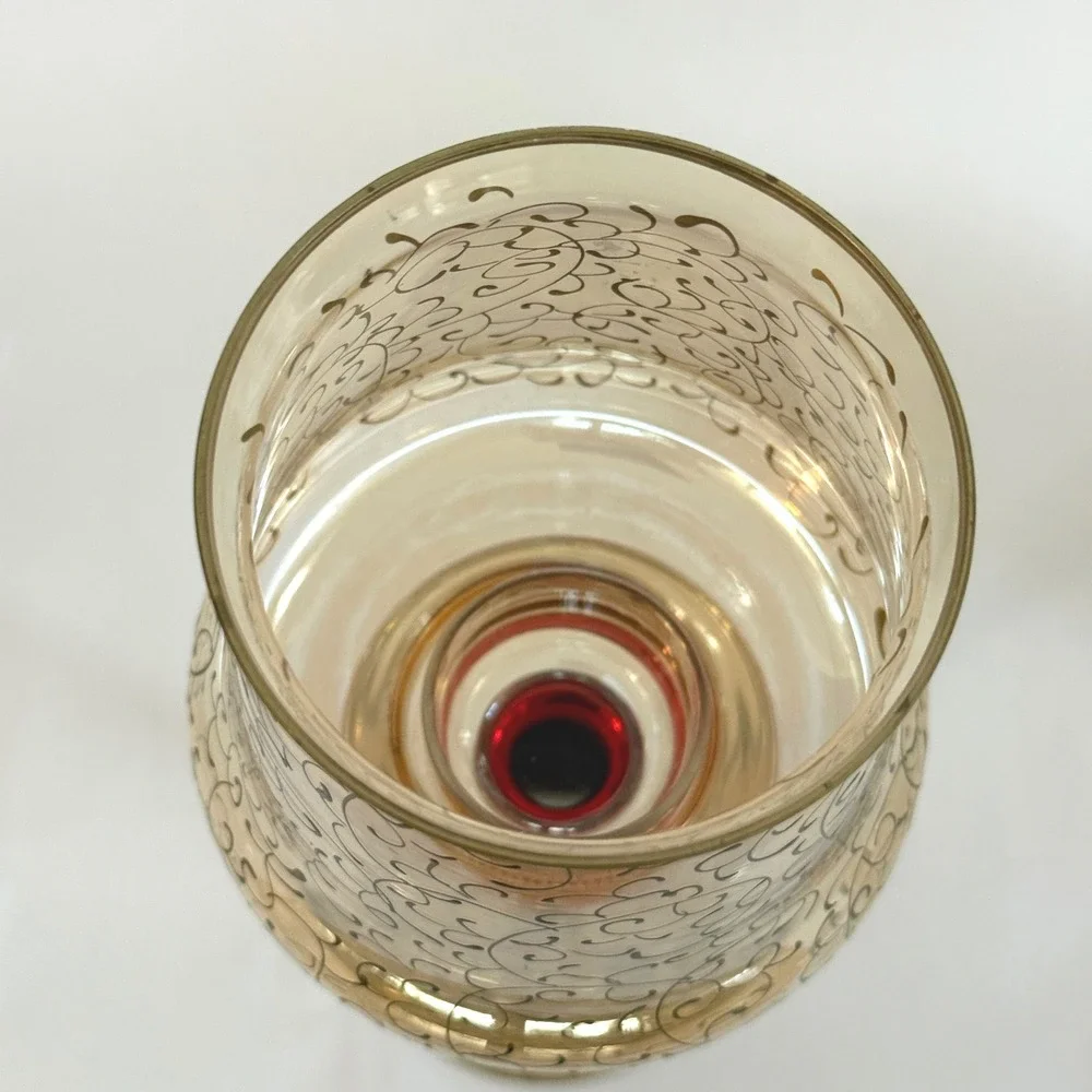 VINTAGE Pier 1 Jubilee Hand Blown Glass Hurricane Candle Holder Romania 14